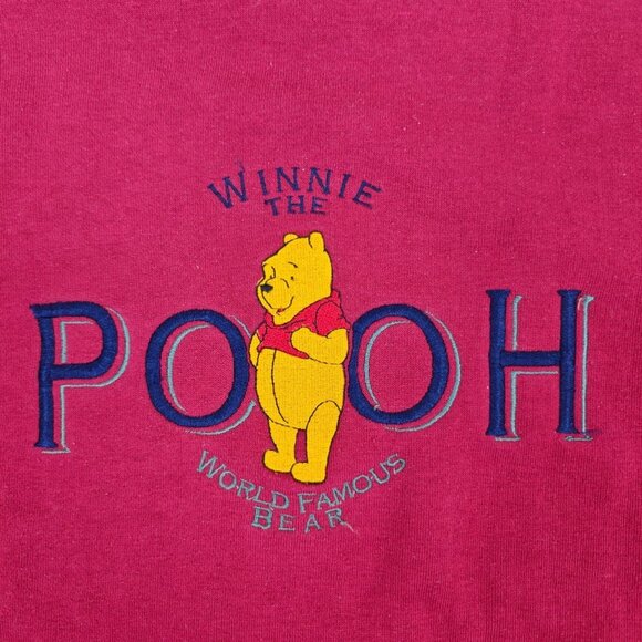 Vintage 90s Winnie The Pooh Embroidered Red Sweatshirt Size Medium - Picture 2 of 7